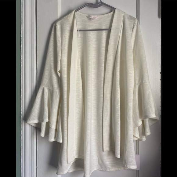 NWT Lauren Conrad Waterfall Cardigan, 3/4 bell sleeves, Ivory, size: Medium - Picture 1 of 11
